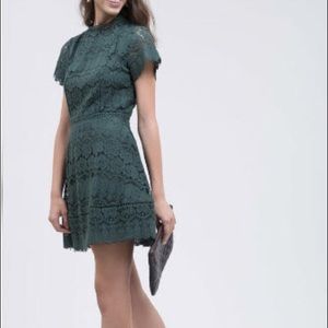 Mock neck lace dress